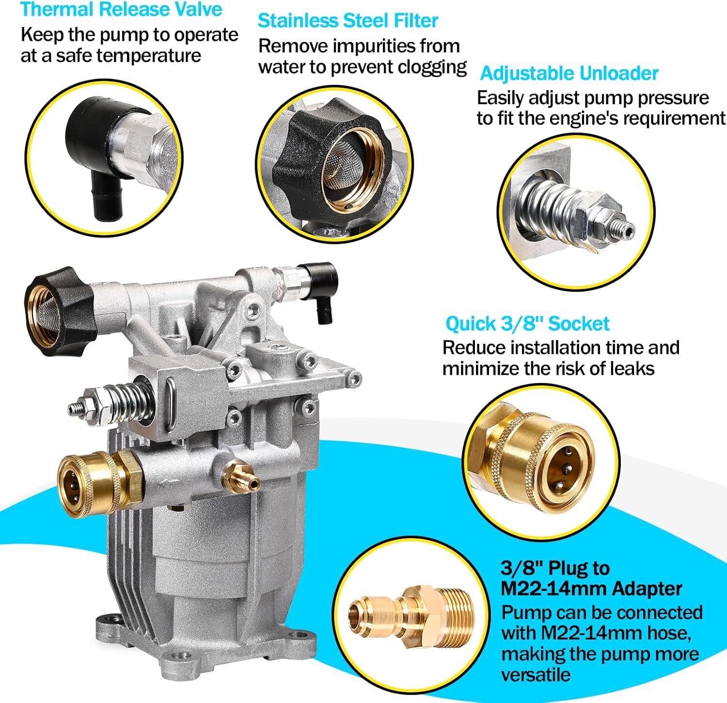 2900-3200 Psi Pressure Washer Pump For Craftsman Subaru 190 Kohler Honda GCV