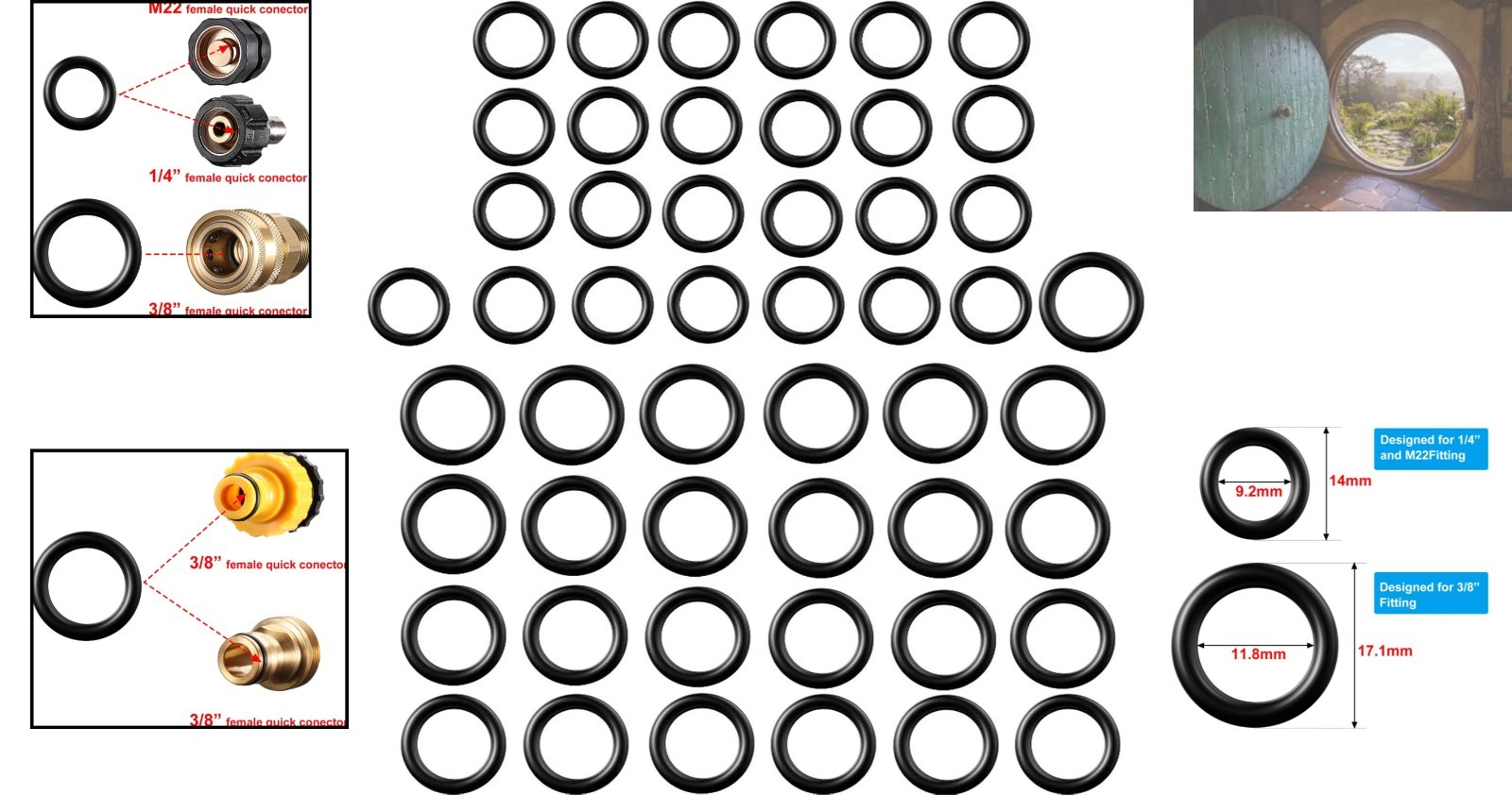 NBR Rubber 50-Piece O-Rings for 1/4″ & 3/8″ Connectors – Leak Repair Solution