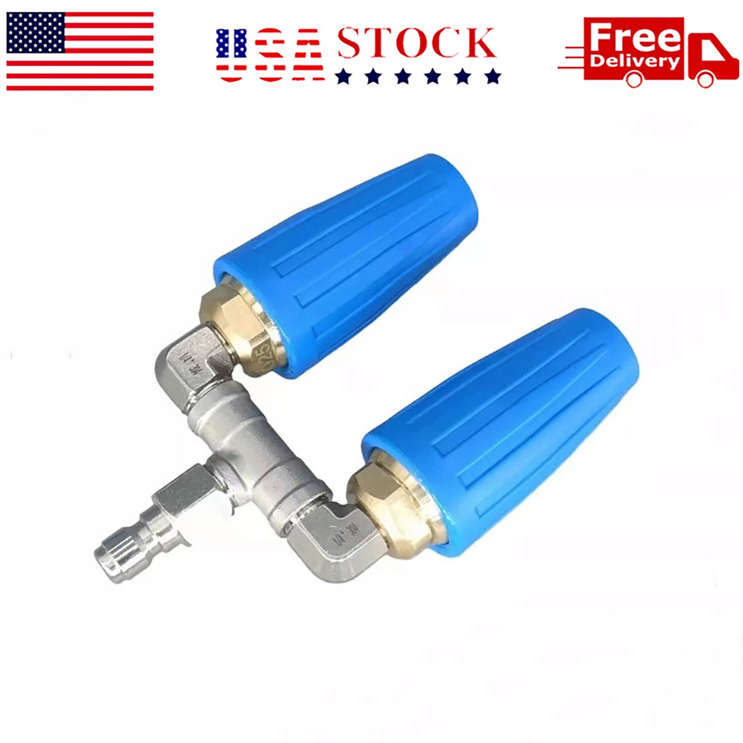 360° Rotating Pressure Washer Dual Turbo Nozzle 1/4″ Quick Connector 2.5 Orifice