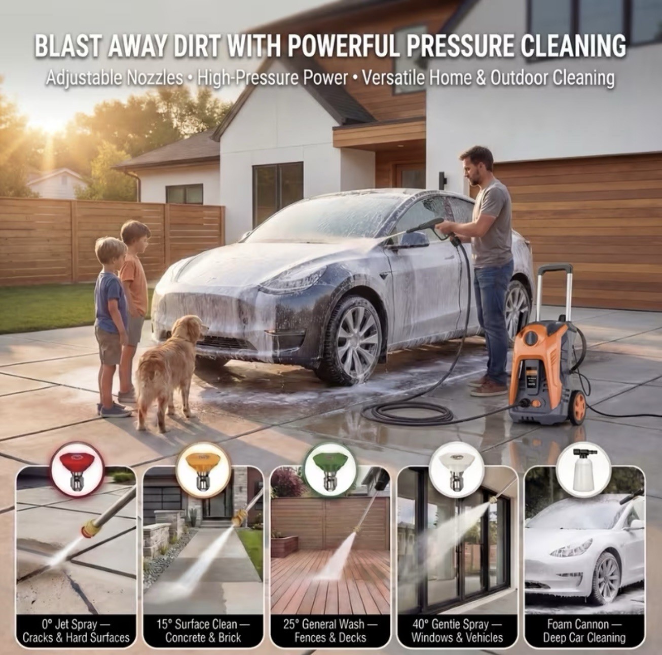 Electric Pressure Washer 5000 PSI 3.2 GPM w/ Foam Cannon 25FT Hose Reel