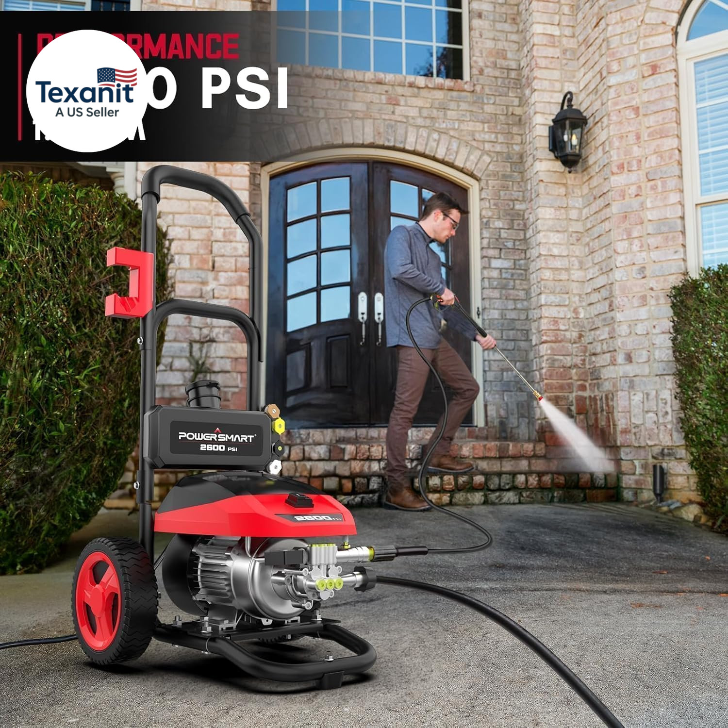 DB1002 2600 PSI Electric Pressure Washer with Induction Brushless Motor,3.0 GPM