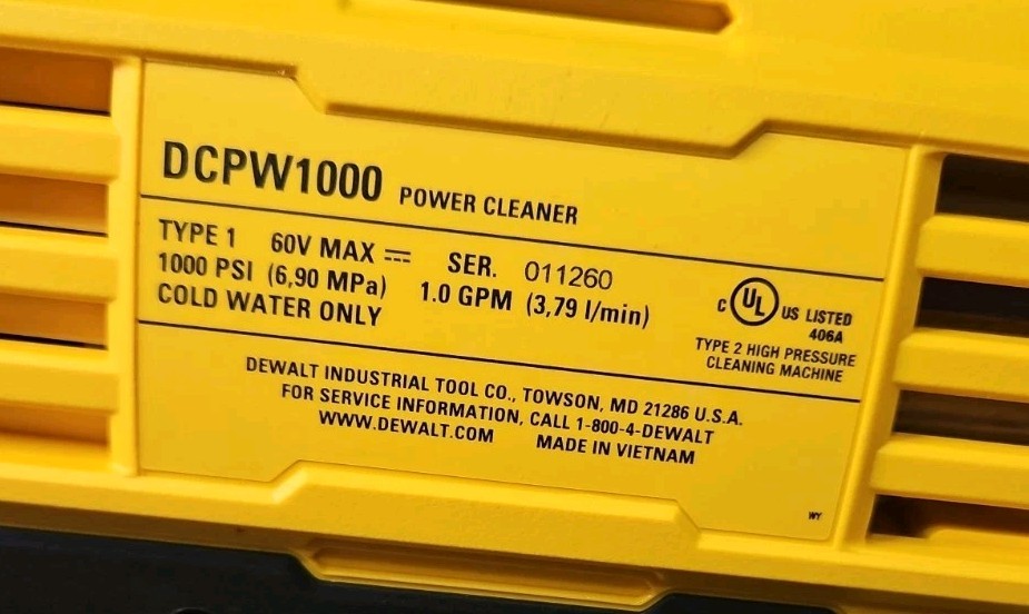 DeWalt Tools DCPW1000 Flex Volt 1000 PSI Cordless Power Cleaner – TOOL ONLY