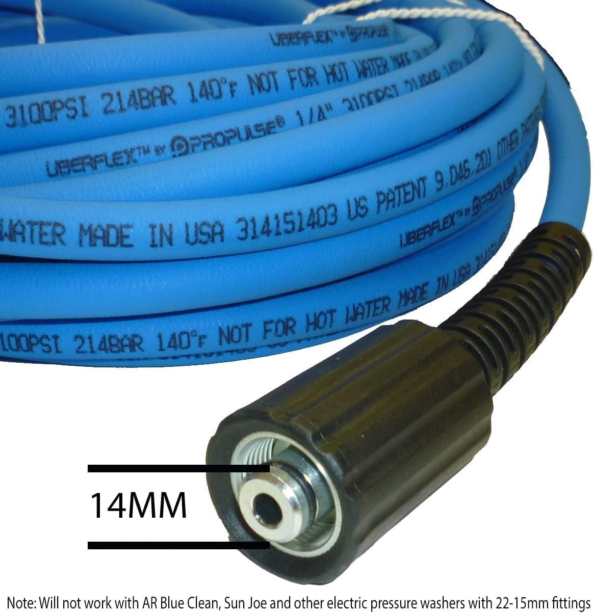 UBERFLEX™ Kink Resistant Pressure Washer Hose 1/4″, 3,100 PSI 50 Feet, Blue