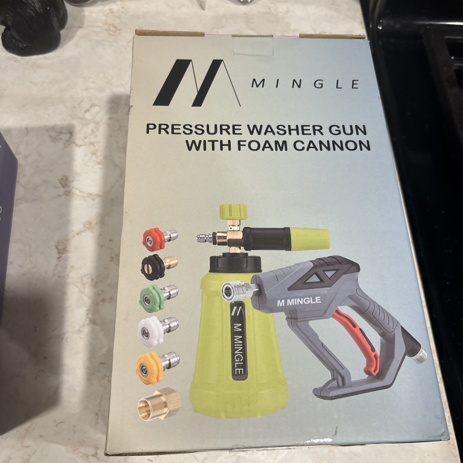 Mingle Pressure washer gun with foam cannon and pressure washer hose