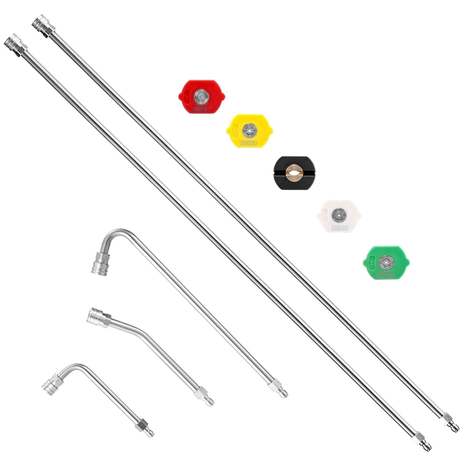 Upgrade 120″ Power Washer Lance – 5 Nozzles & Curved Rods for Ultimate Cleaning