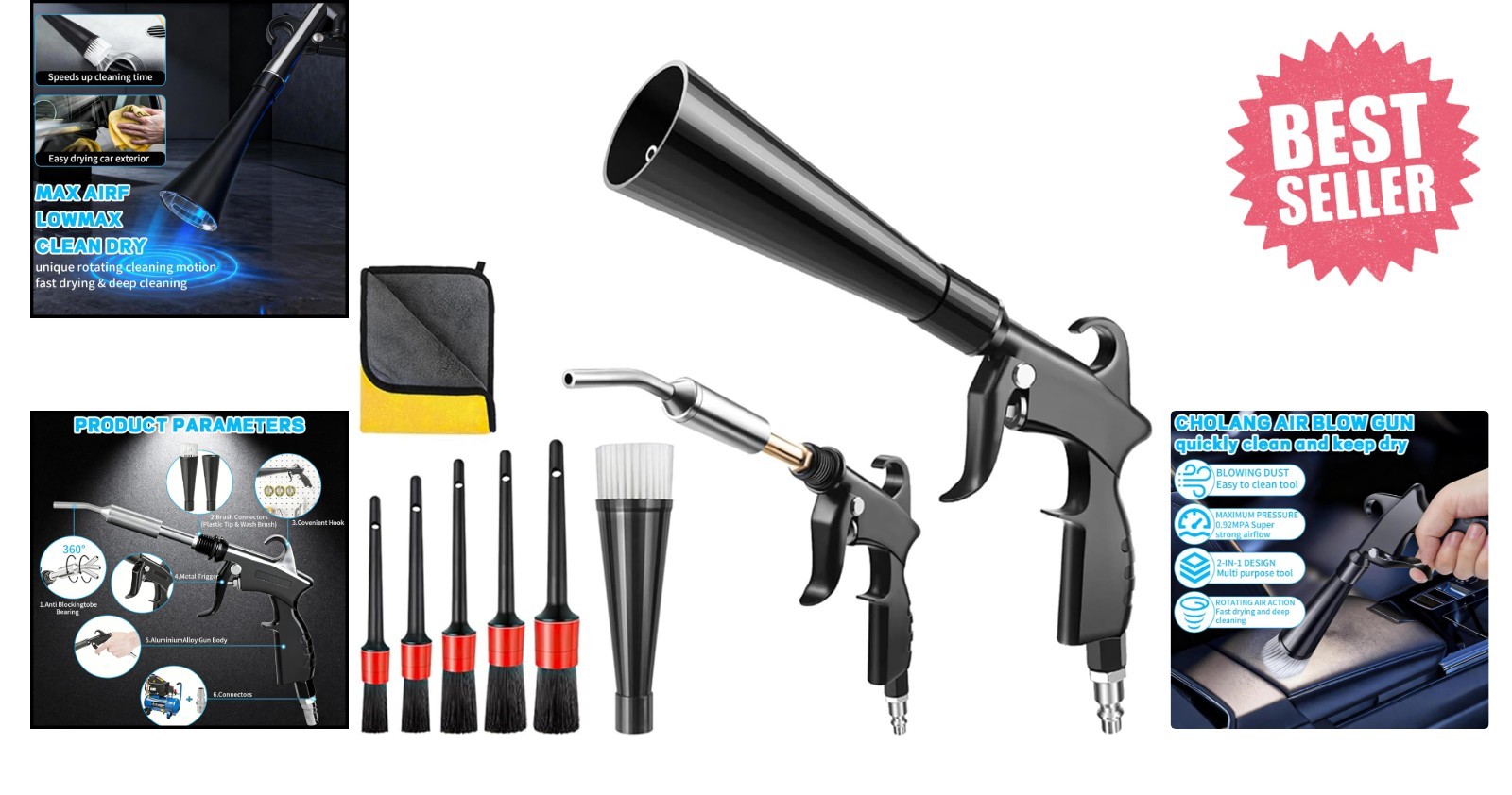 Tornado Detailing Car Cleaning Gun with Metal Nozzle | Interior Drying Air Gun |
