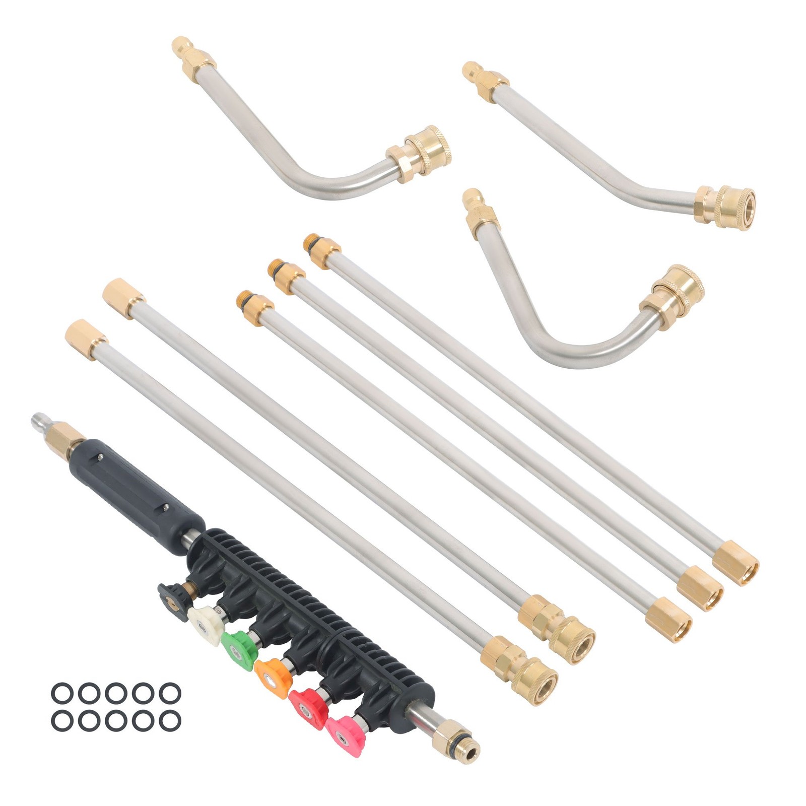 9-Piece Set Of High Pressure Water Gun 1/4’’Quick Connect 4000 PSI Extension Rod