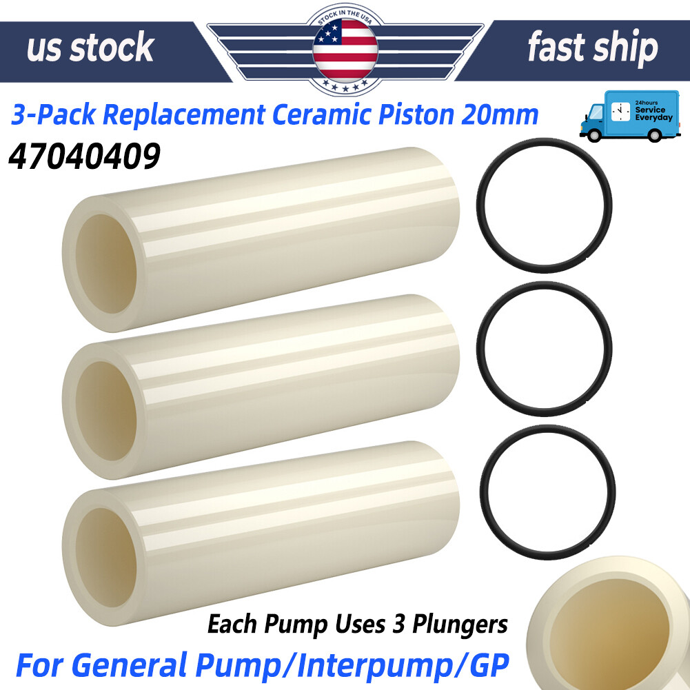 3-pack General Pump 47040409 Replacement CERAMIC PISTON 20mm For Interpump GP US