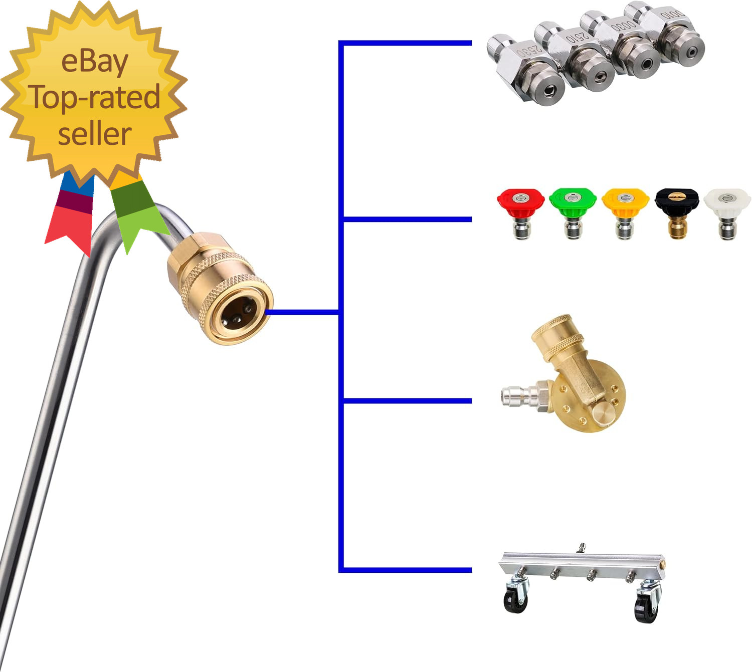 Stainless Steel Pressure Washer Gutter Cleaner Attachment Angled Extension Wand