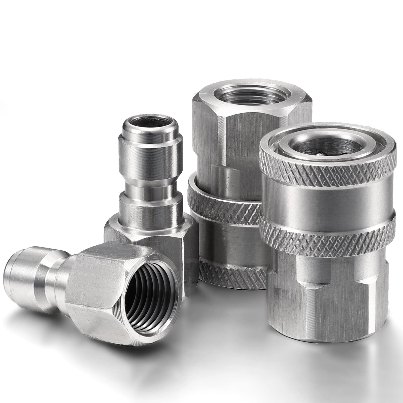 2 Sets NPT 1/4 Inch Pressure Washer Coupler Quick Connect Plug Male Female