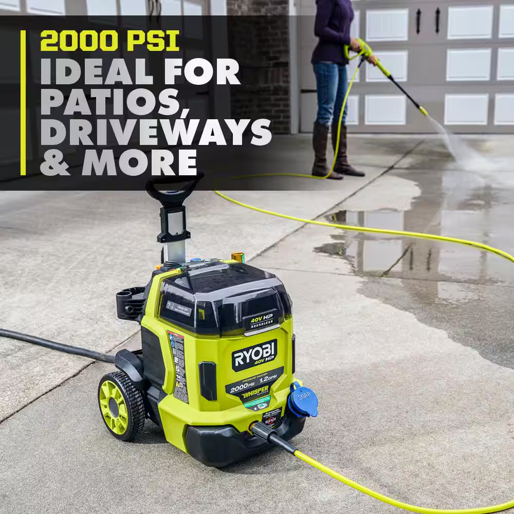 40V HP Brushless Whisper Series 2000 PSI 1.2 GPM Cold Water Electric Pressure Wa