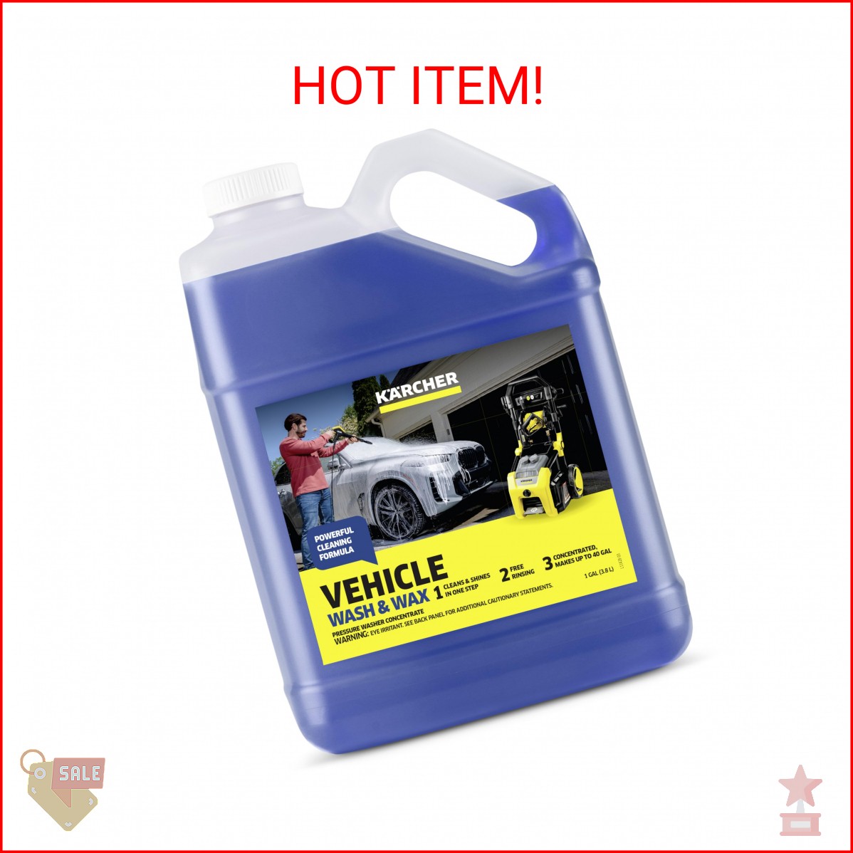 Kärcher Vehicle Wash and Wax, Pressure Washer Detergent, Cleans Cars, Bikes, Tru