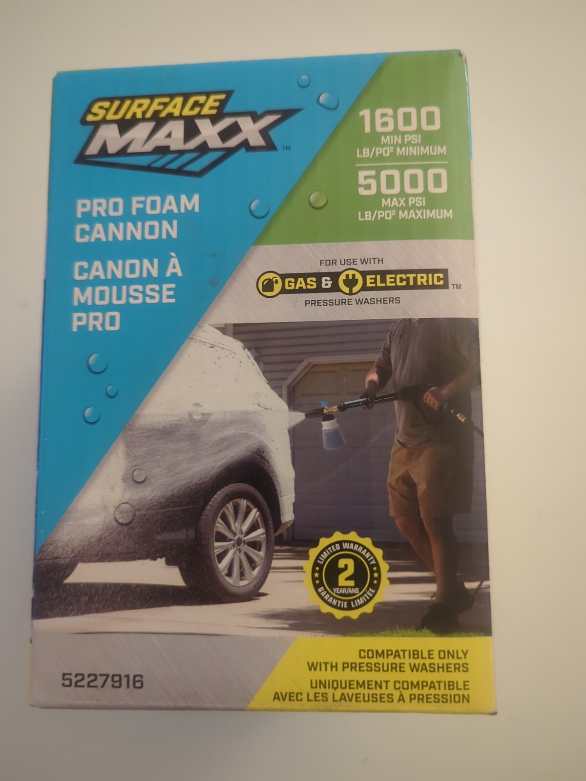 SURFACEMAXX Pro Foam Cannon 5000 MAX PSI Fully Adjustable Fan Pattern