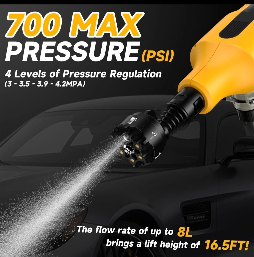 Cordless Pressure Washer for Dewalt 20V Battery 700 PSI Portable Handheld Power