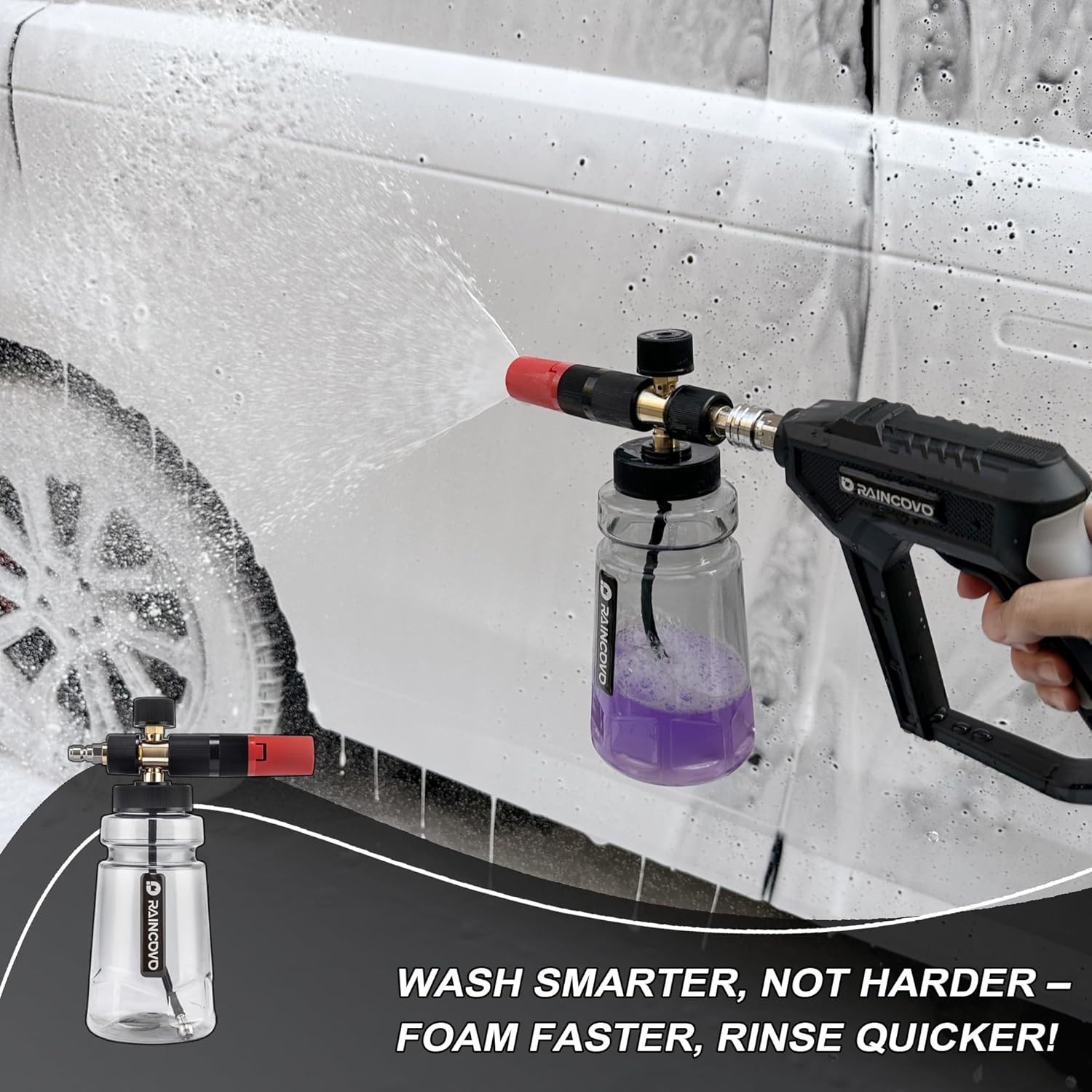 Raincovo Foam Cannon Wide Mouth for Pressure Washer, Thick Snow Foam Lance for C