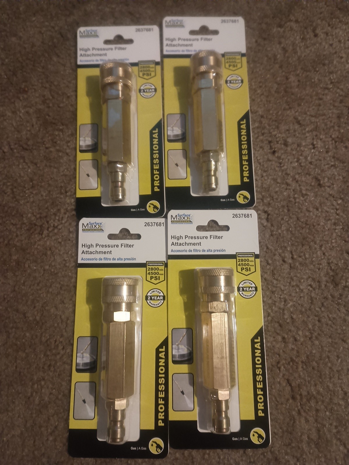 4 Pack Surface Maxx High Pressure Filter Attachment with QD Fitting #2637681