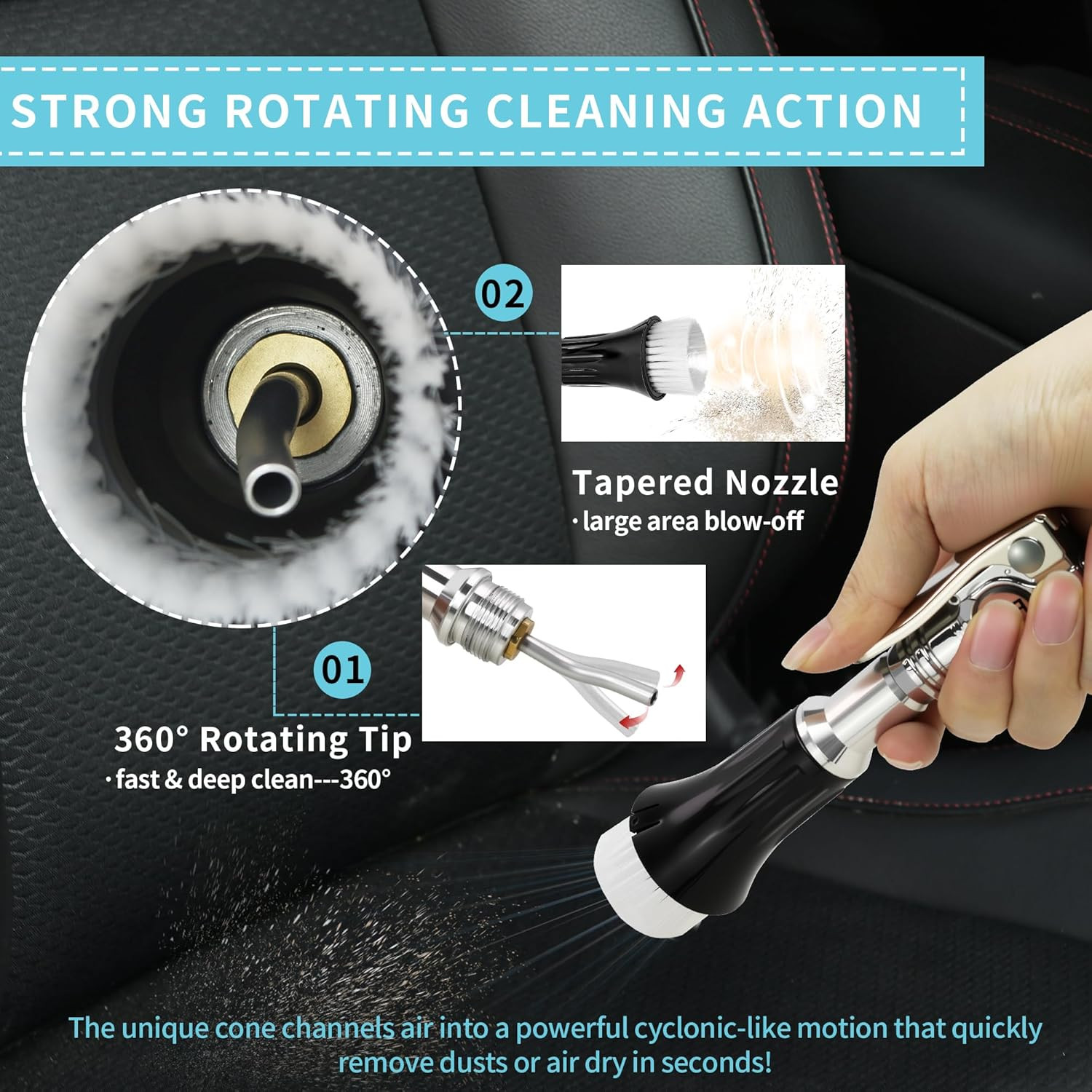 Mini Tornado Air Gun with Detachable Brush,Vortex Cleaning Gun Trumpet