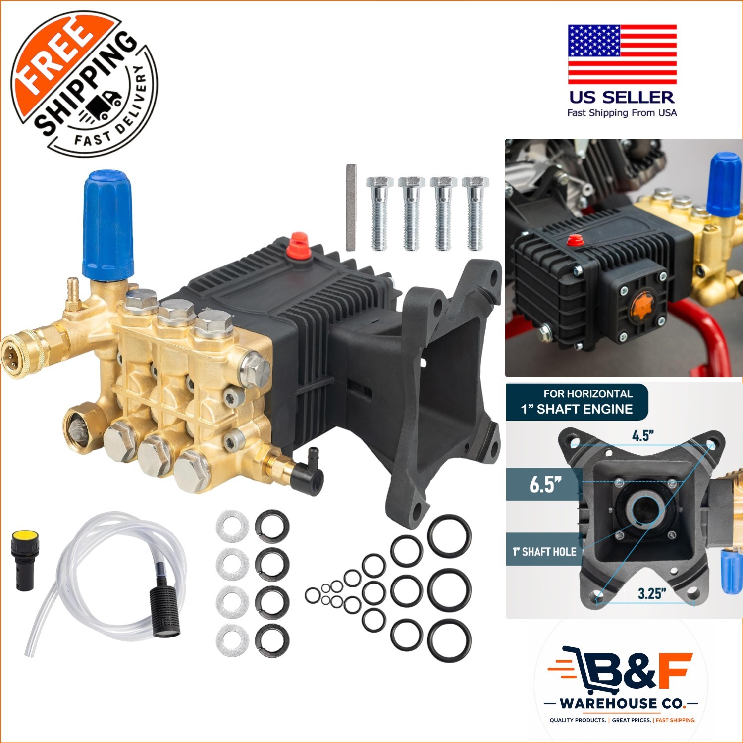 4400 PSI Aluminum Pressure Washer Pump – 4 GPM, Easy Setup, Compatible with S…