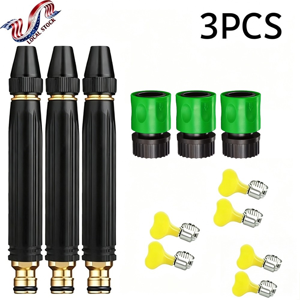 3X High-Pressure Hose Nozzle Water Gun for Car Wash and Garden Pressure Booster