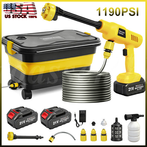 1160PSI Cordless High Pressure Washer Dual Batteries Foldable Tank Car Cleaner