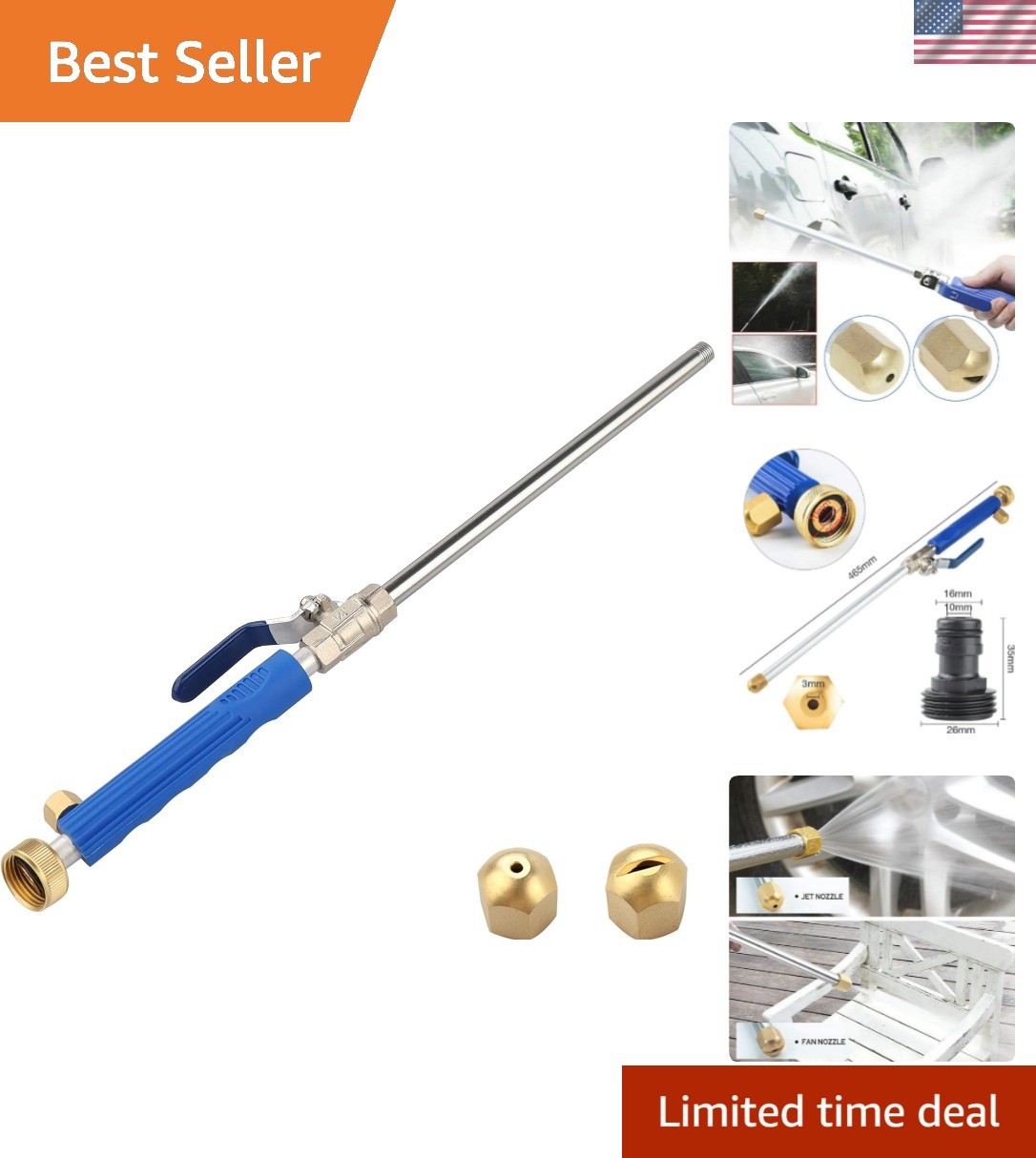 Hydro Jet Water Hose Nozzle Attachment – Perfect for Home and Garden Cleaning