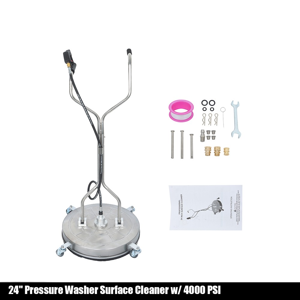New 24″ Pressure Washer Surface Cleaner w/ Handles & Wheels Quick Connect