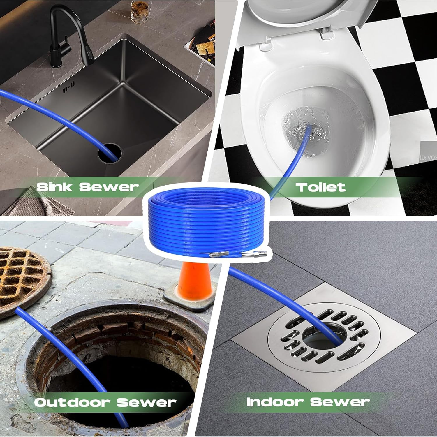 150FT Sewer Jetter Kit for Pressure Washer – 5800 PSI Drain Cleaner Nozzles