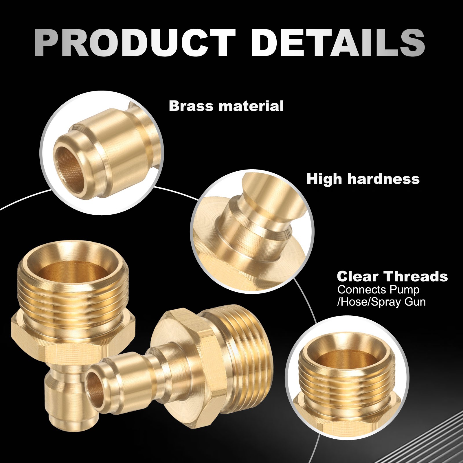 2Pcs 1/4″ Male to M22 14mm Female Pressure Washer Adapter QUICK CONNECT Fittings