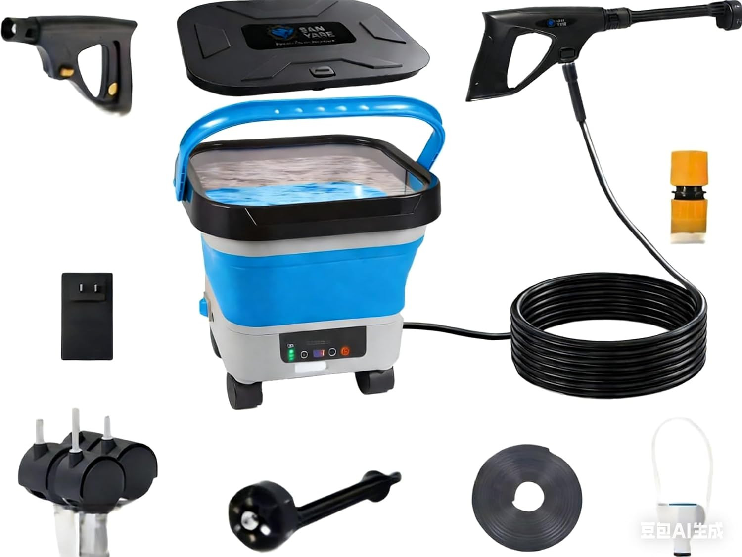 Cordless Portable Pressure Washer, 1200 PSI, 6 Nozzles, 3.4 Gallon Tank