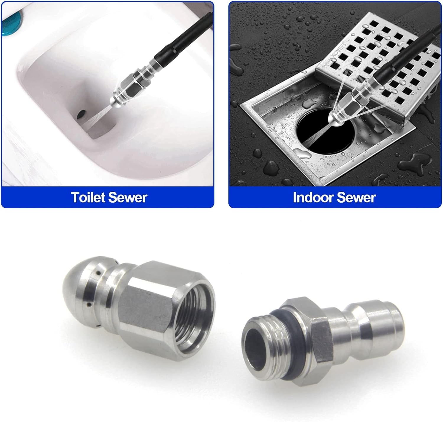 Pressure Washer Sewer Jetter Nozzle, 2 Sets | Stainless Steel, Mini Compact D…