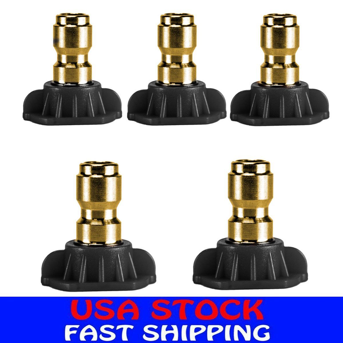 5 Power Pressure Washer Spray Nozzle Tips 1/4 Quick Connection Black-for soap