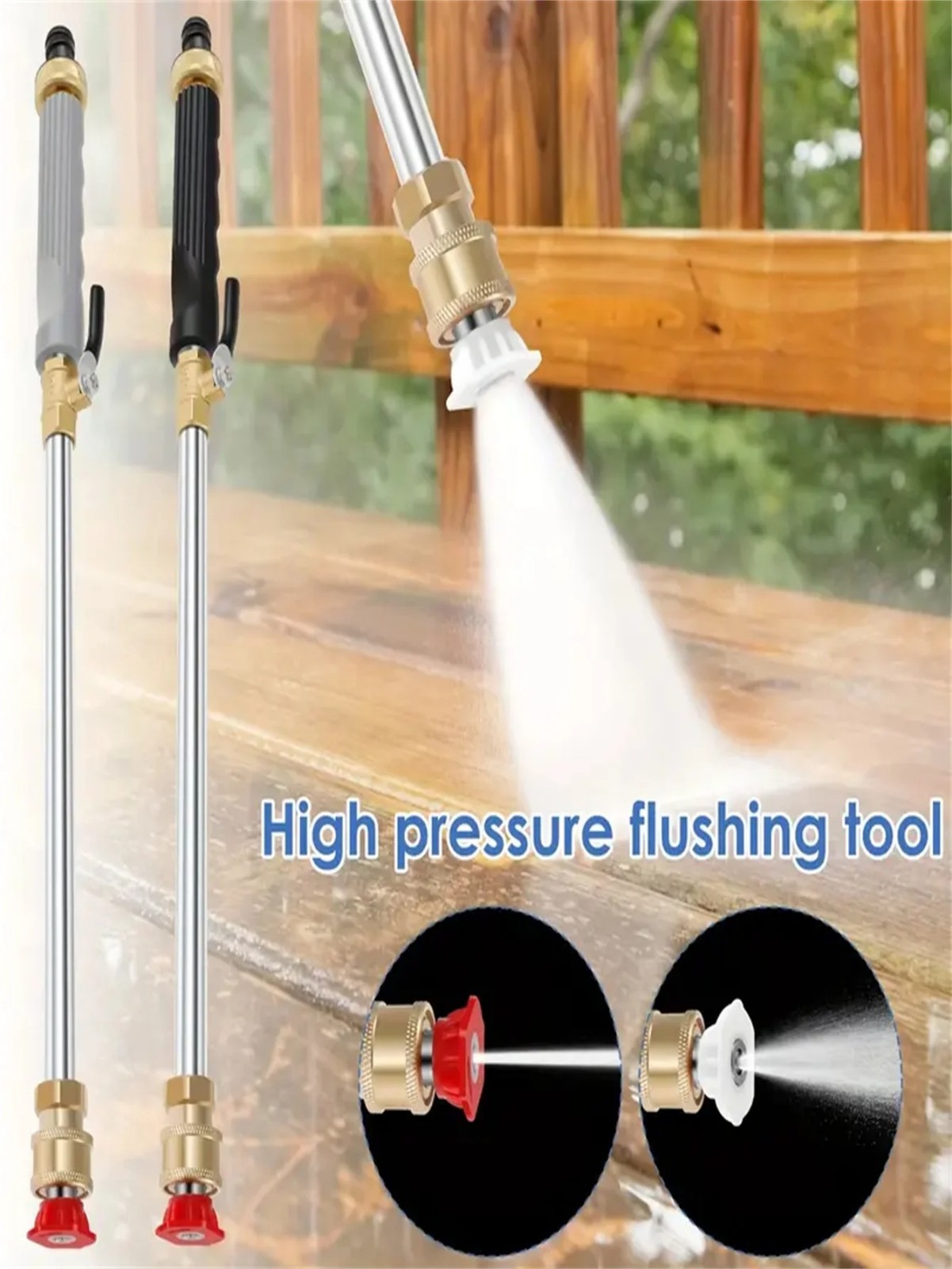 High Pressure Washer Gun – Dual Nozzles, Garden Hose Compatible for Car & Patio