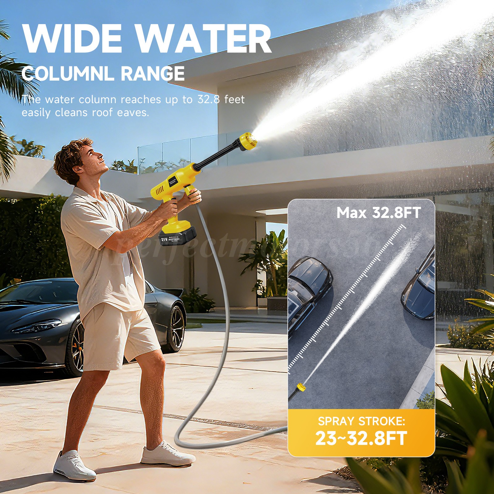 Cordless Pressure Washer 1160PSI Foldable Water Tank 6-in-1 Nozzle Dual Battery