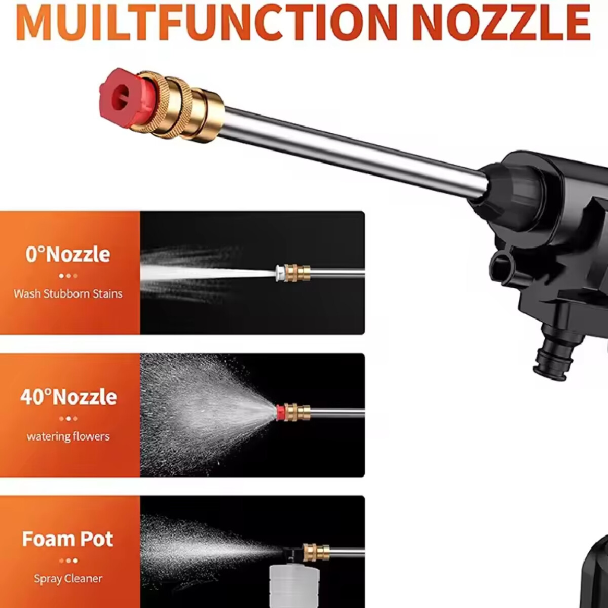 Portable Cordless Electric High Pressure Water Spray Gun Car Washer Yard Cleaner