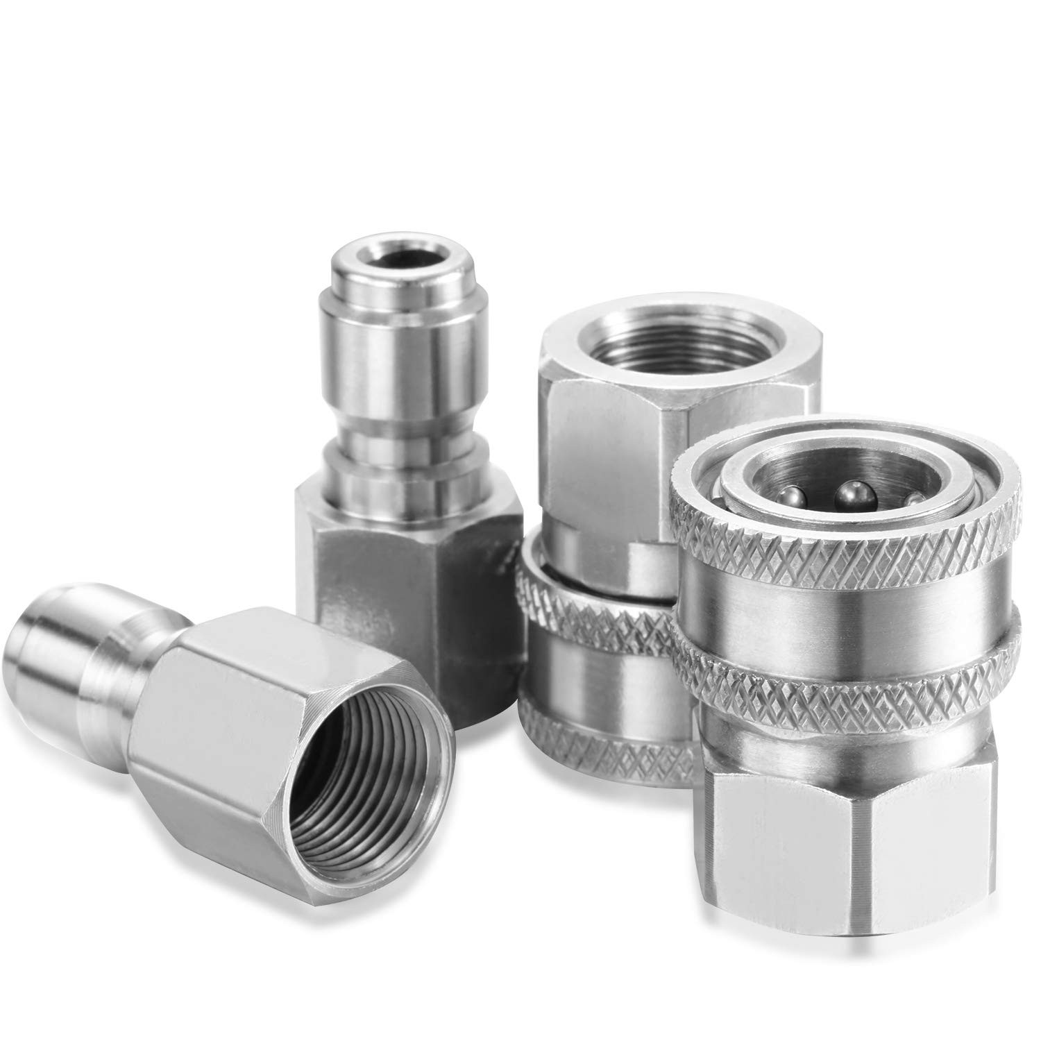2 Sets NPT 3/8 Inch Pressure Washer Quick Connector Kit Stainless Steel Pressure