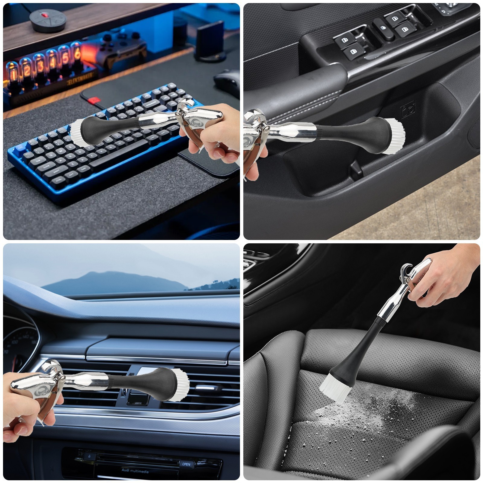 Car Dust Blower Gun Nozzle Dual Tool for Dashboard Carpet Engine Dirt Cleaning