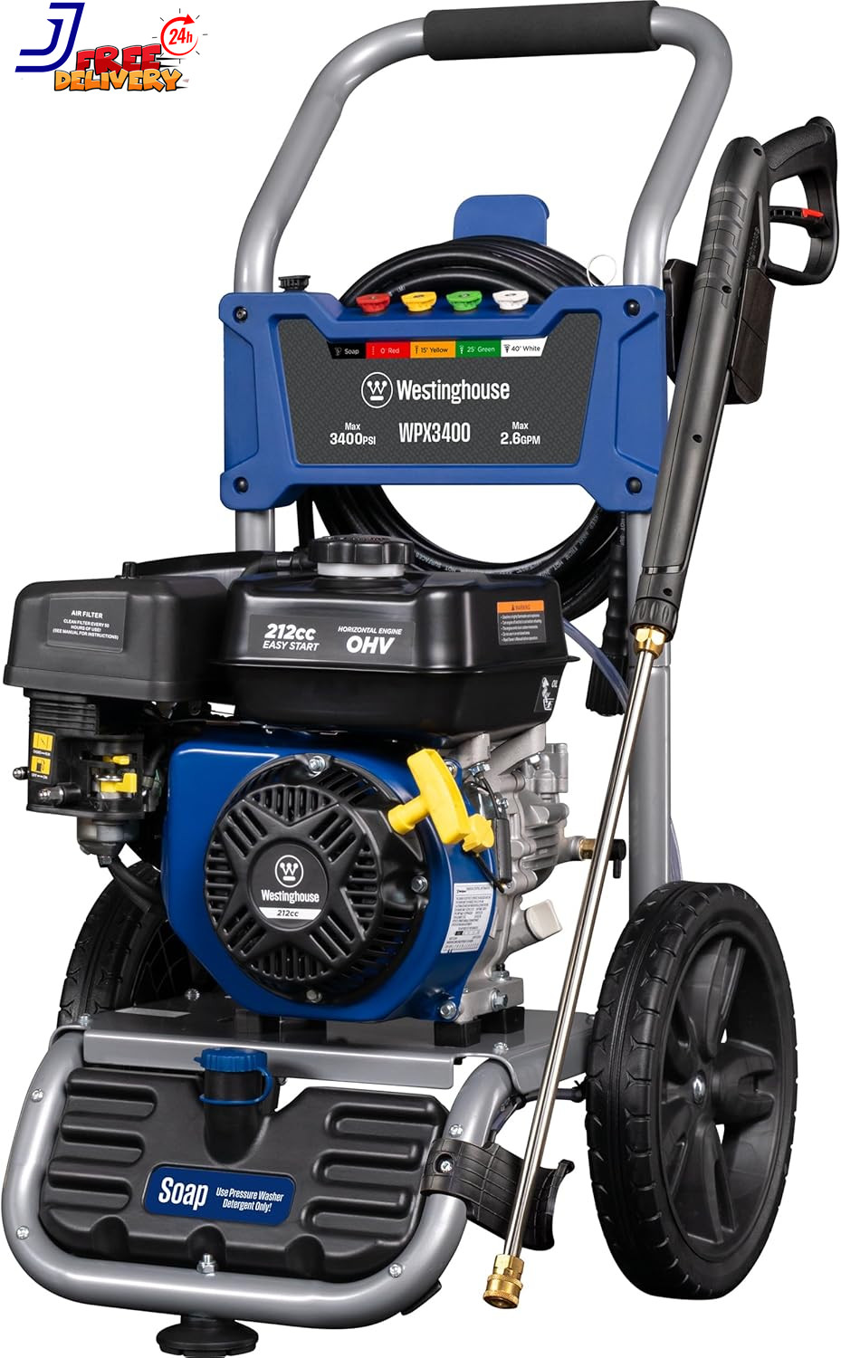 WPX3400 Gas Pressure Washer 3400 PSI and 2.6 Max GPM Onboard Soap Tank Spray