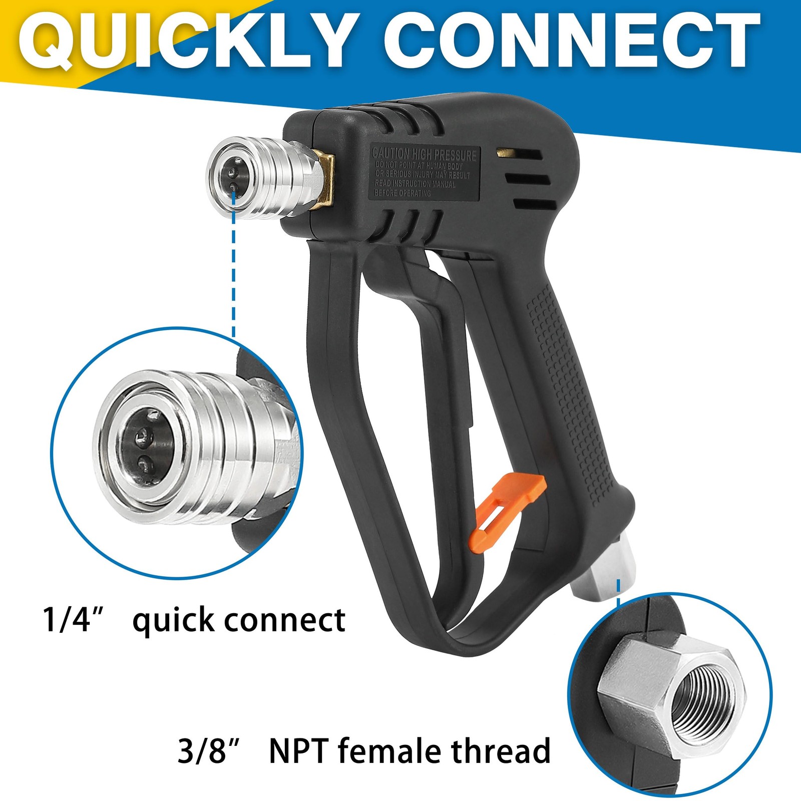 M MINGLE Pressure Washer Gun with Swivel, Universal Power black