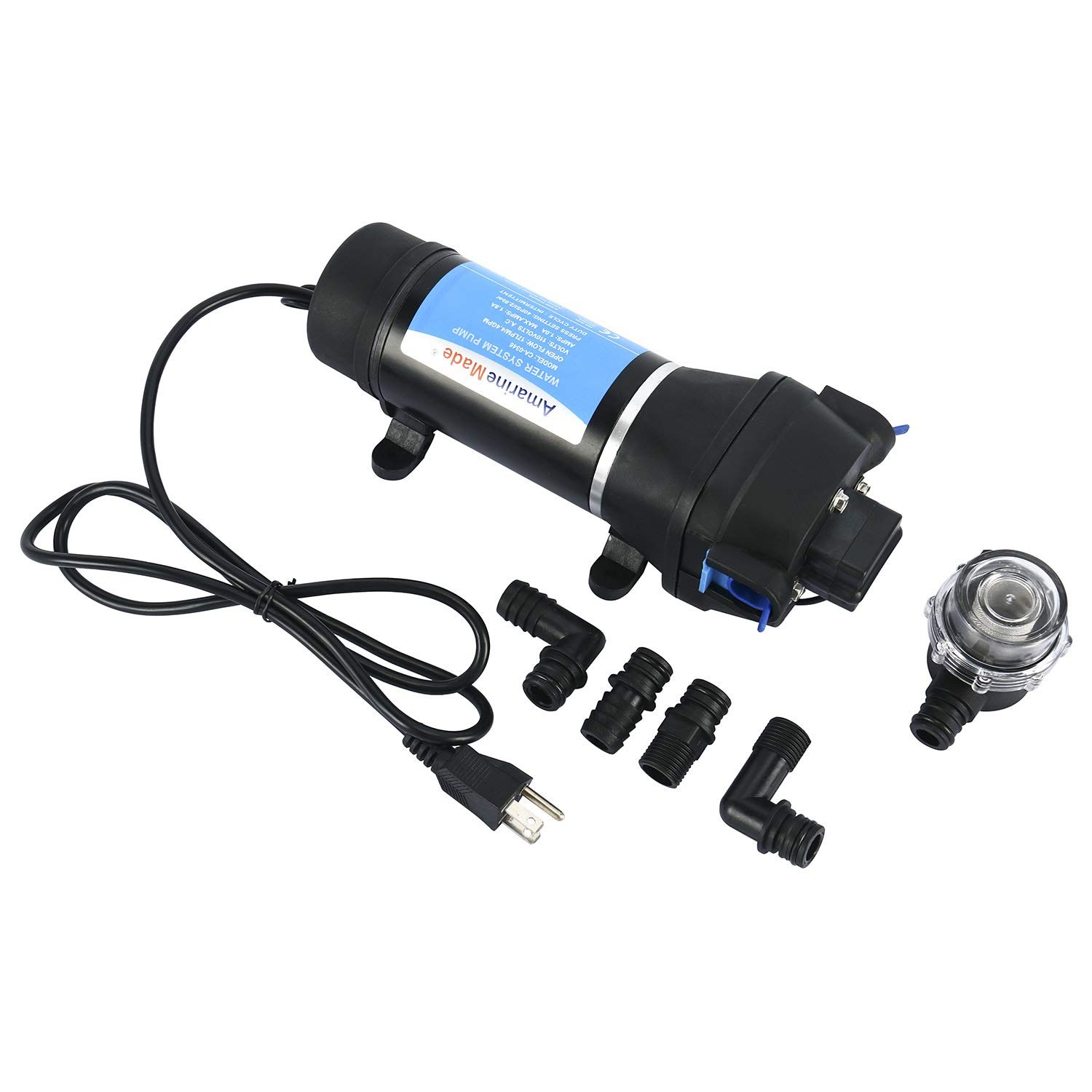Amarine Made AC 110V Self Priming Water Pressure Diaphragm Pump 17LPM/4.5GPM …