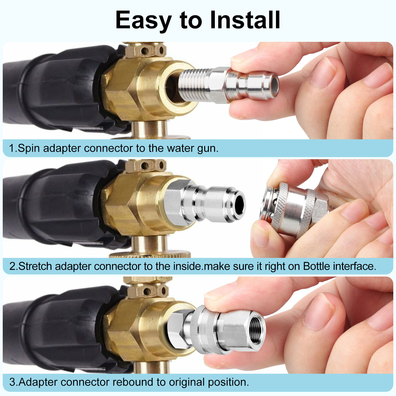 4Pcs 1/4” NPT Stainless Steel Quick Connect Fitting Pressure Washer Adapter Set