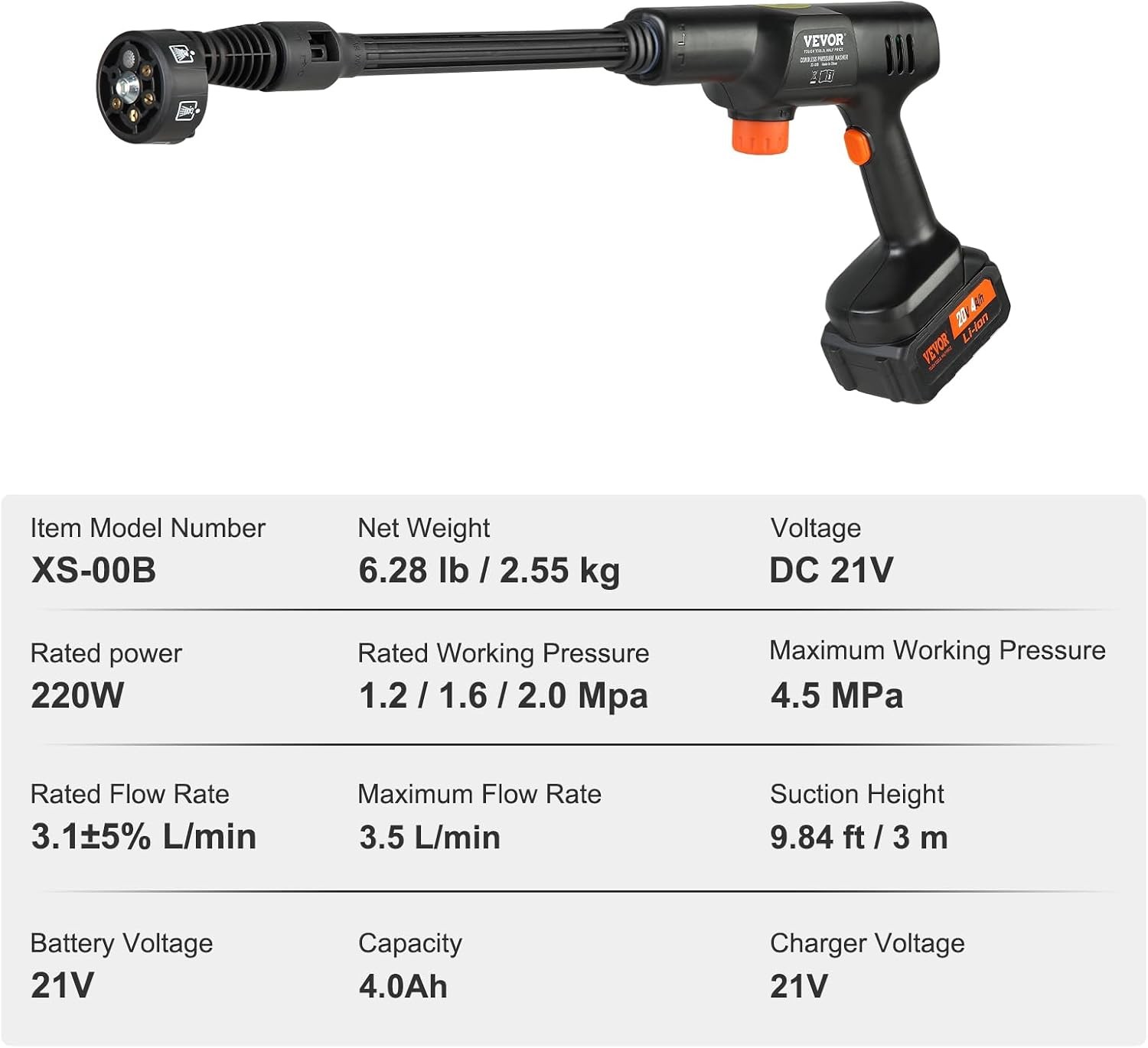 VEVOR High Pressure Cordless Washer Cleaner Portable Water Spray Car Gun 652 PSI