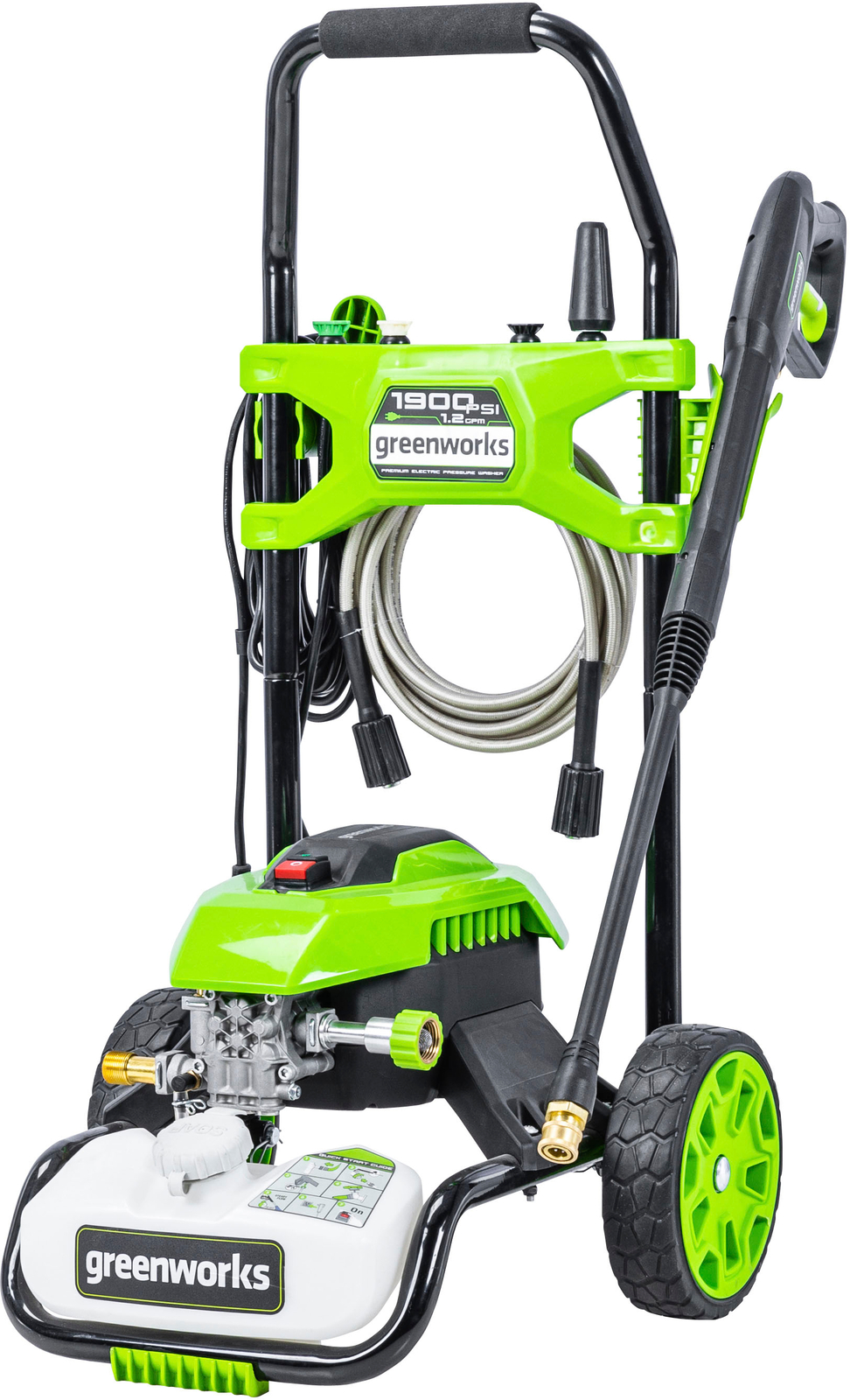 Greenworks – Electric Pressure Washer up to 1900 PSI at 1.2 GPM – Green
