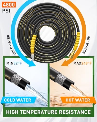 TIANTINGHEN 4800PSI 3/8″ PRESSURE WASHER HOSE 50FT – YELLOW