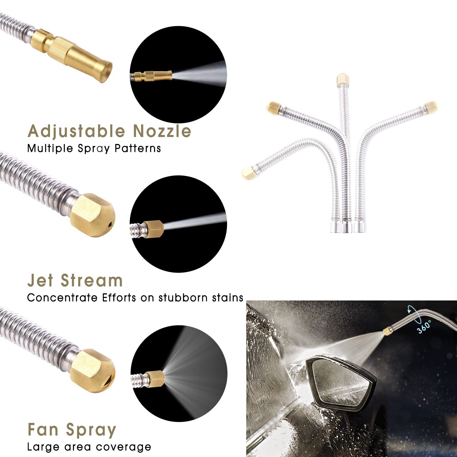 Hydro Jet High Presure Power Washer Wand Jet Nozzle Washer for Garden Hose Water