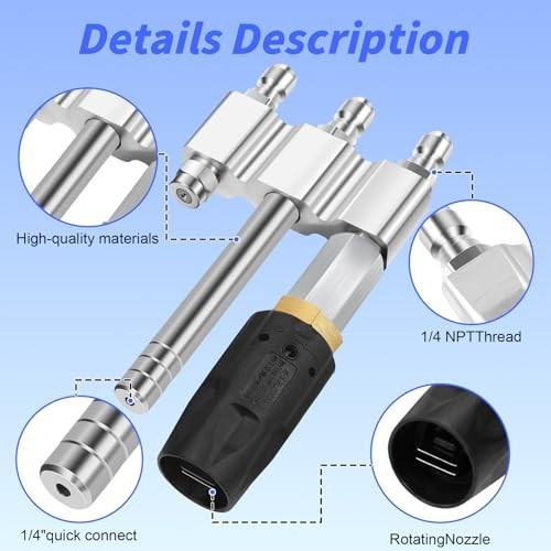 Adjustable 3-in-1 Soft Wash Nozzle, M5 Twist Tip, 0-60° Spray for Pressure Washe