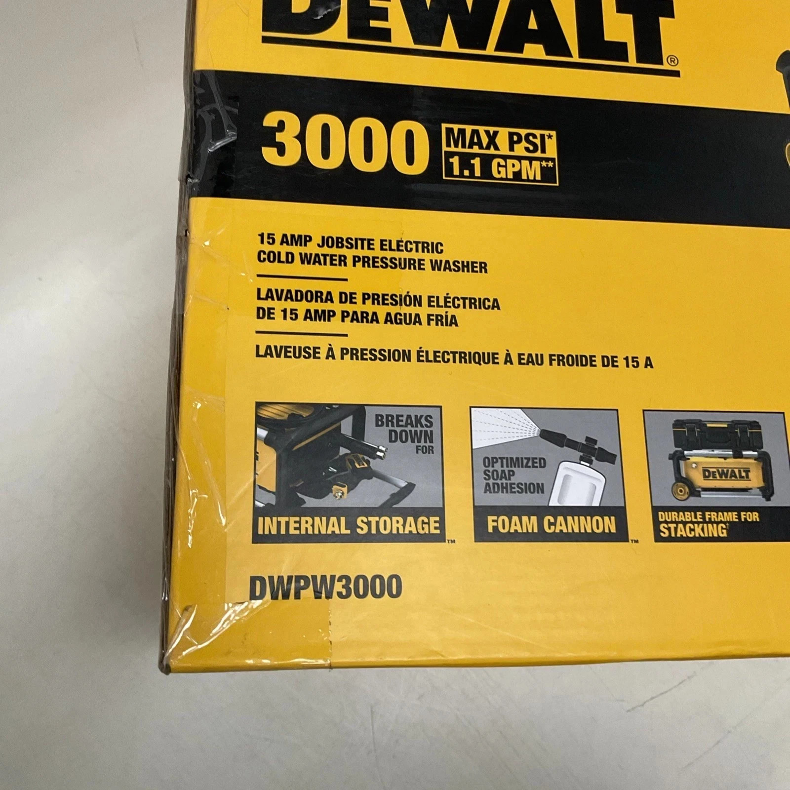 DeWalt DWPW3000 3000 PSI 1.1 GPM Electric Cold Water Pressure Washer Open Box