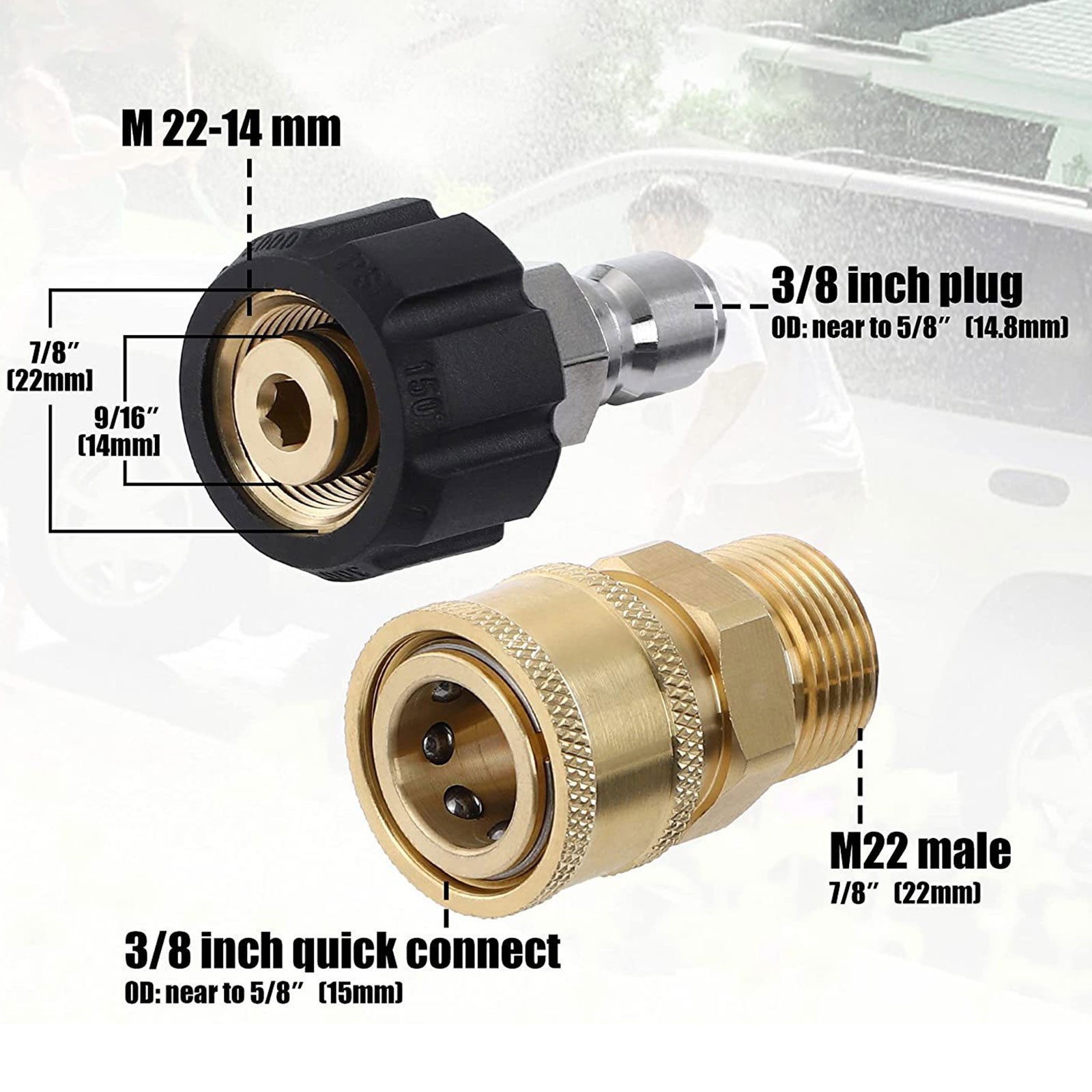 9PCS Quick Disconnect Pressure Washer Adapter Set for Gun & Hose Connection
