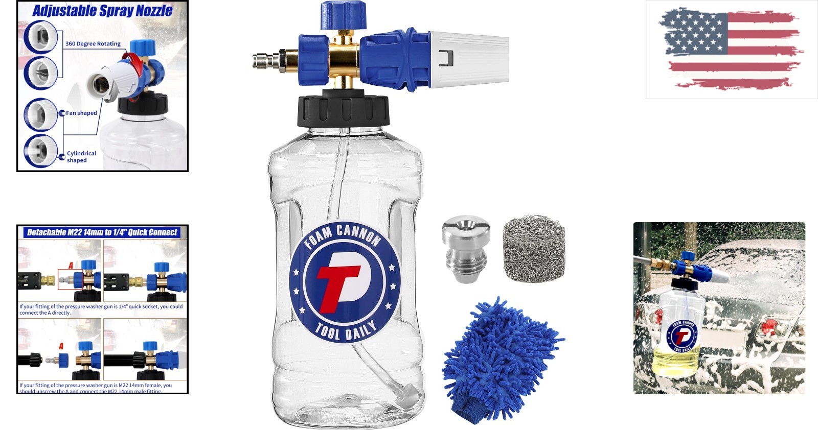 Efficient Snow Foam Lance with 1.5L Bottle & Extra Nozzle for Optimal Cleaning