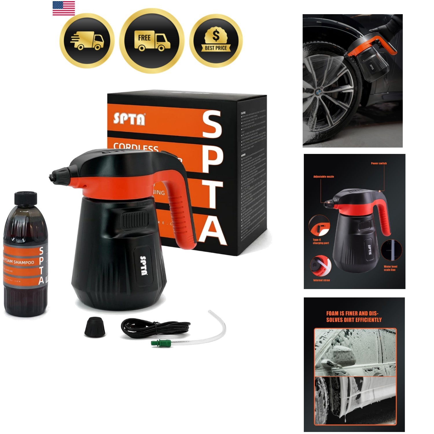 Pressure Foam Sprayer, 2.25L/76 oz Electric Pressurized Soap Sprayer Car Foam…