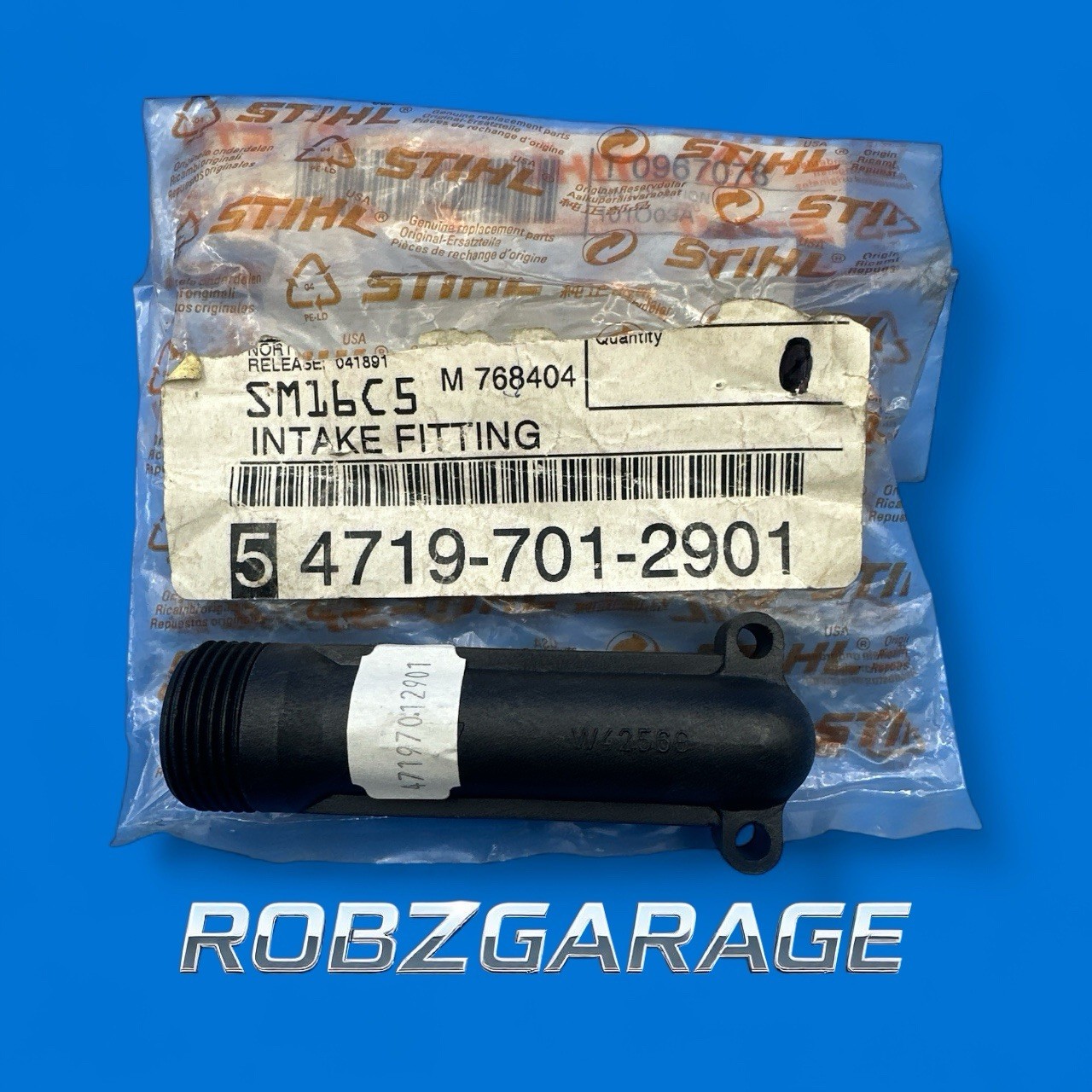 STIHL 4719-701-2901 INTAKE FITTING OEM NOS RE102 RE104 RE106 PRESSURE WASHER B12